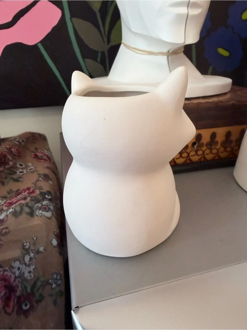 Ceramic Fox Planter Succulent Pot White Matte Woodland Decor